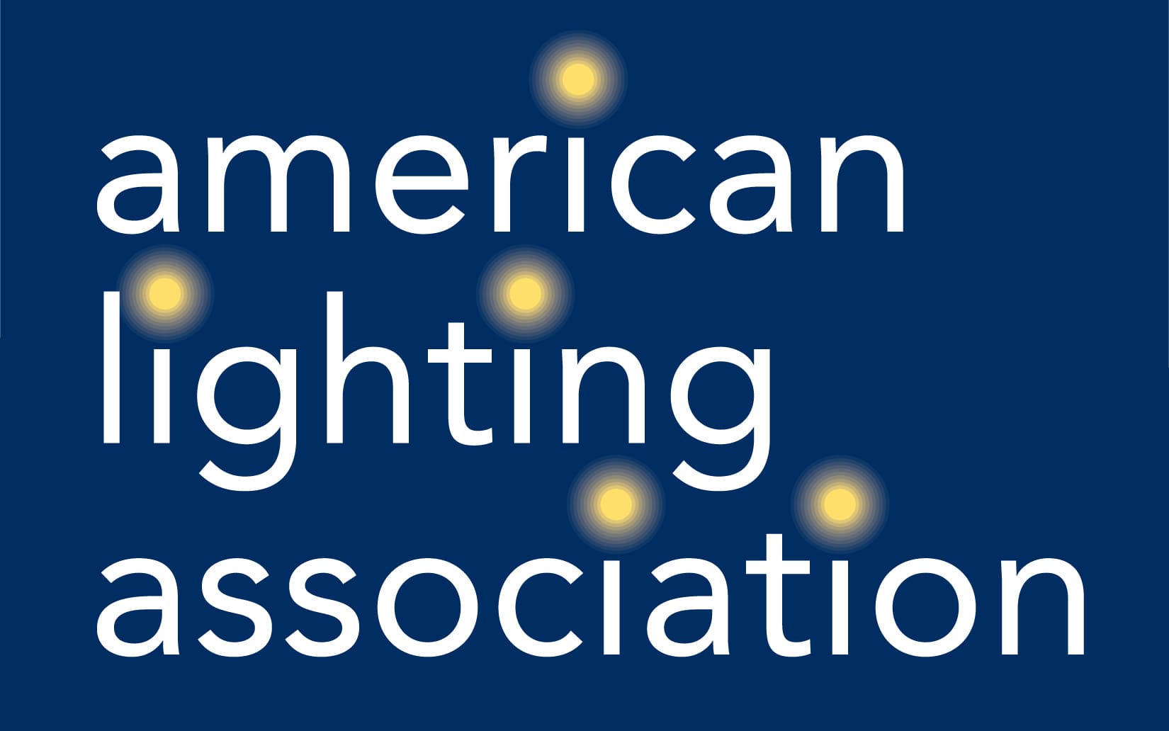 A blue background with white lettering that says american lighting association.