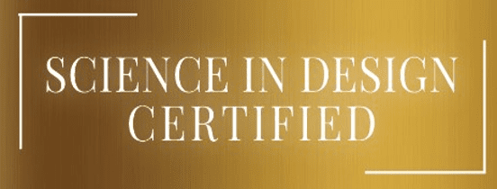A gold plaque with the words " excellence in design and certification."